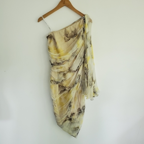 Tadashi Shoji One Shoulder Draped Chiffon Dress - Picture 6 of 13